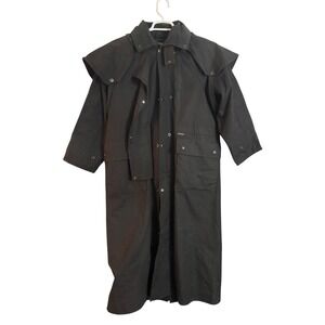 DRIZA-BONE Black Cotton Duster Coat Outback Style Riding Jacket Size S